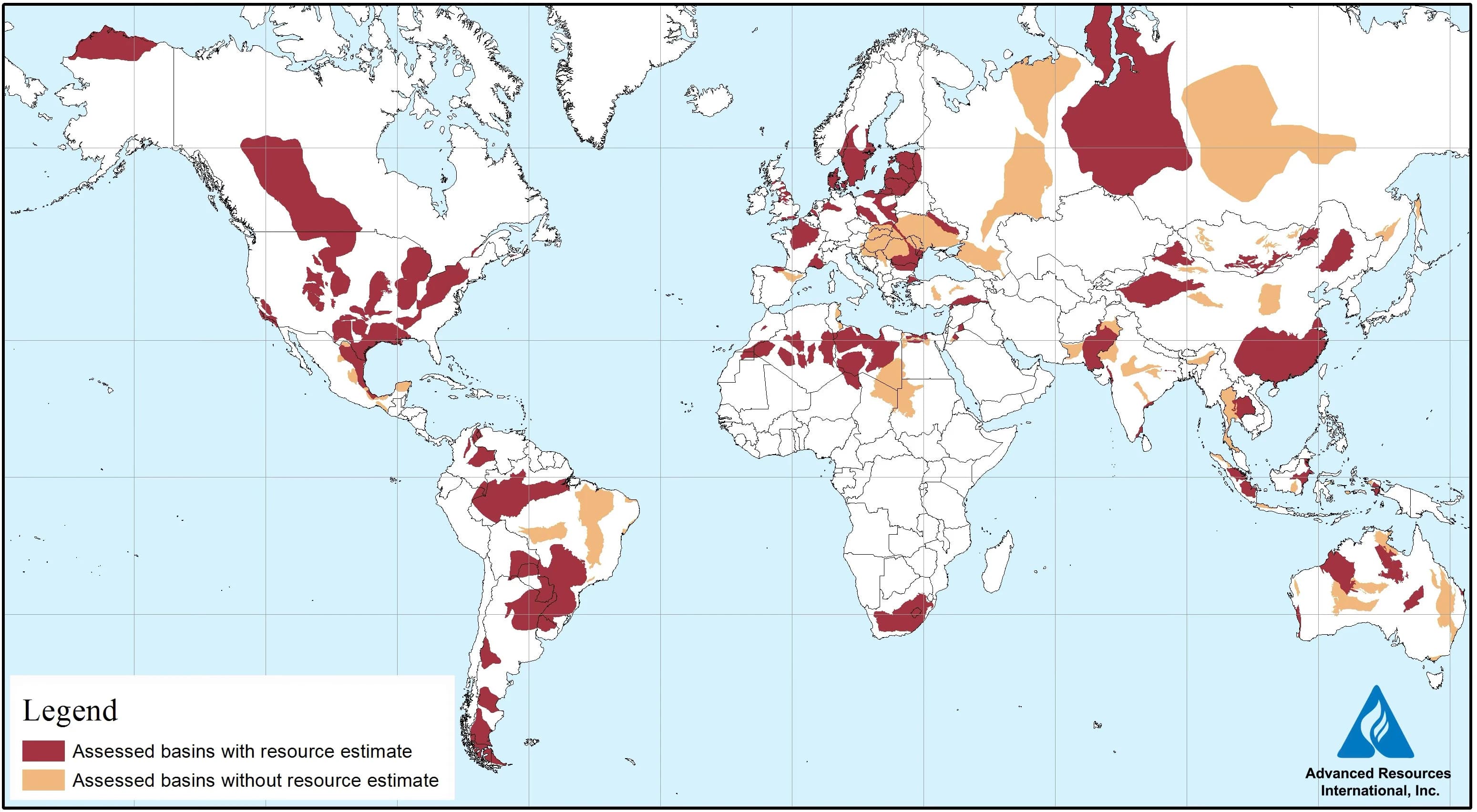 World shale gas and shale oil resource assessment map